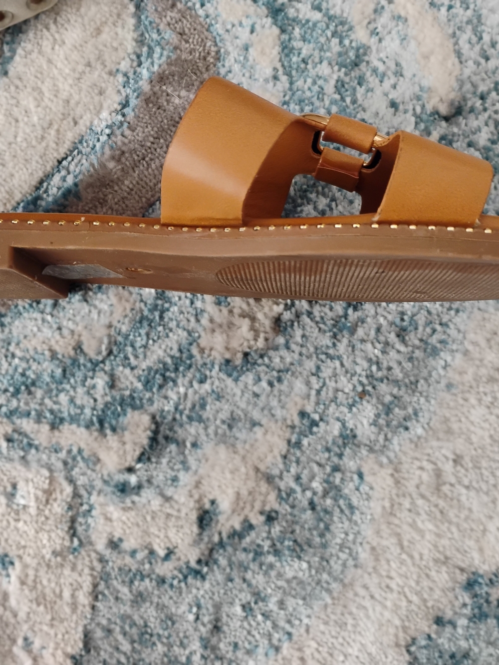 Jason Wu Tan Leather H-Strap Slide Sandals Gold Hardware Sz 9 - Picture 3 of 8